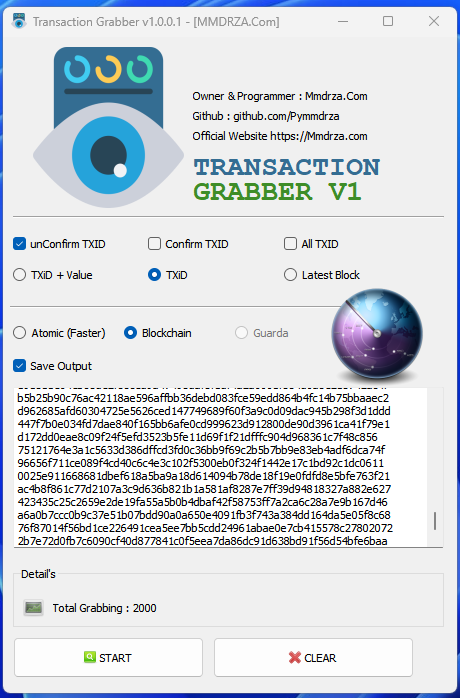 Transaction grabber v1 scrap and grab all transaction bitcoin btc confirm and unconfirm