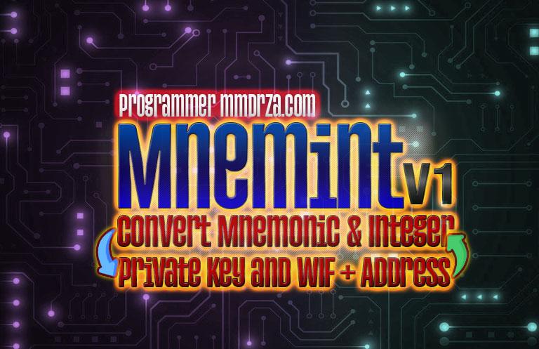 Mneminit v1 convert mnemonic integer private key wif address compressed uncompressed