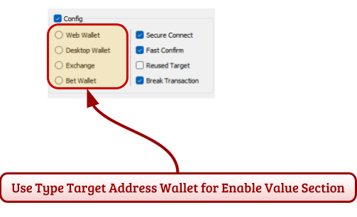 Use type target wallet