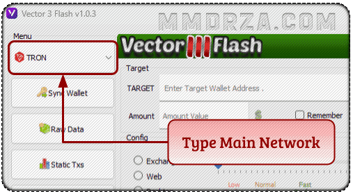 Main selected network type vector3flash