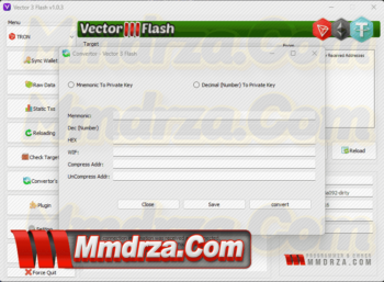 Screen from convertor flashing tether usdt vector3flash starter version